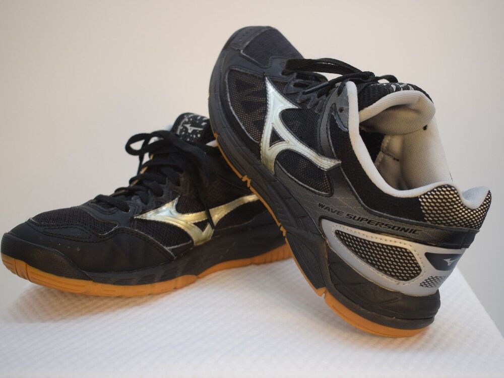 Mizuno Wave Supreme Indoor Court Shoes Black Silver Gum Sole Womens 8.5